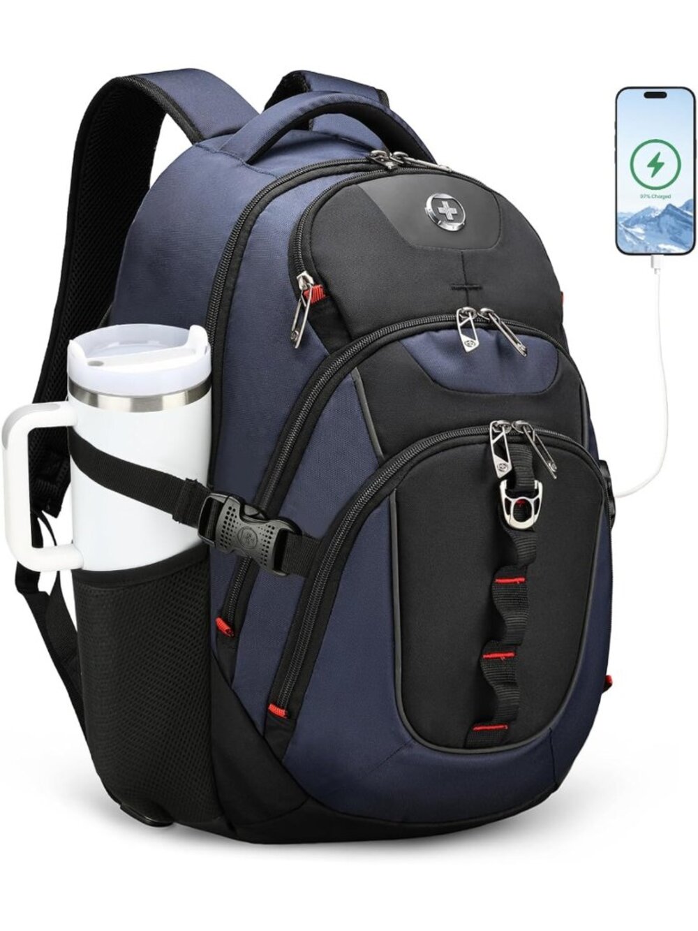 Stylish Travel Laptop Backpack for Men with USB Charging Port & Multiple Pockets
